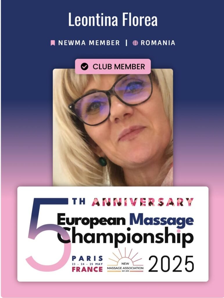 Leontina Florea, membre New Massage Association, participant au European Massage Championship 2025 à Paris