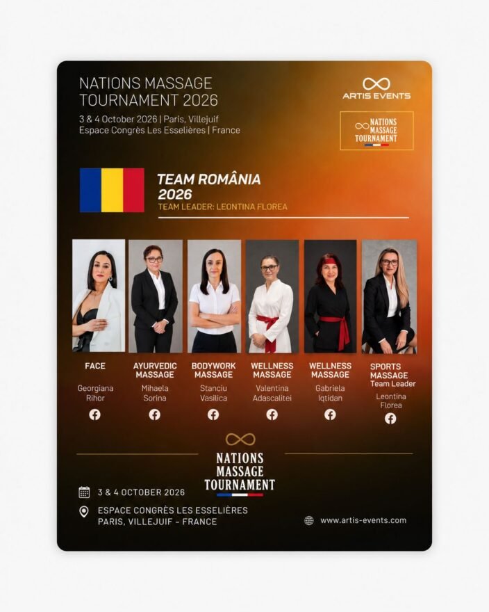 Team România 2026 au Nations Massage Tournament Paris – Leontina Florea Team Leader